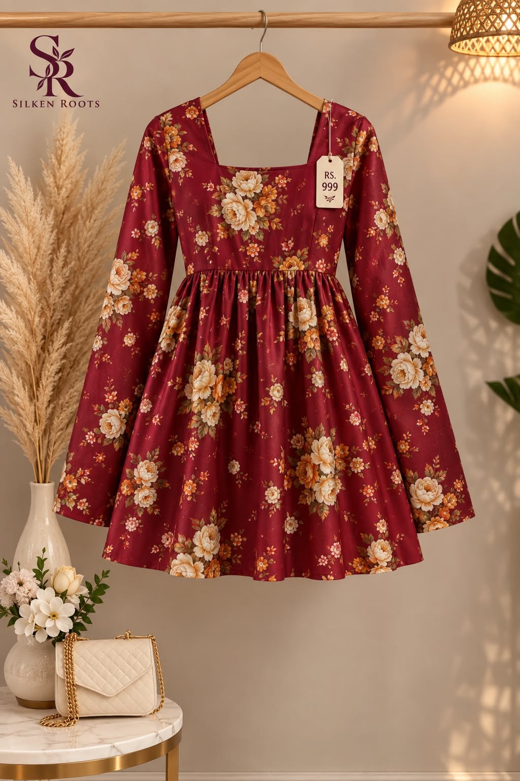Maroon Bloom Frock 